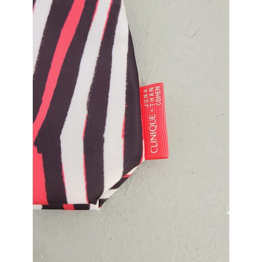 Clinique × Jonathan Cohen Makeup Bag Womens OS Pink Zebra NWT Cosmetic Pouch